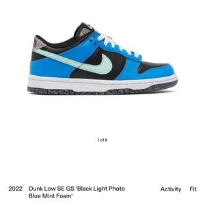 Nike Kids Dunk Low SE GS Black Blue Mint Sneakers